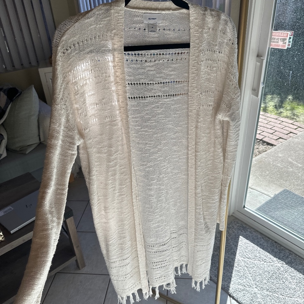 Cream cardigan with fringe